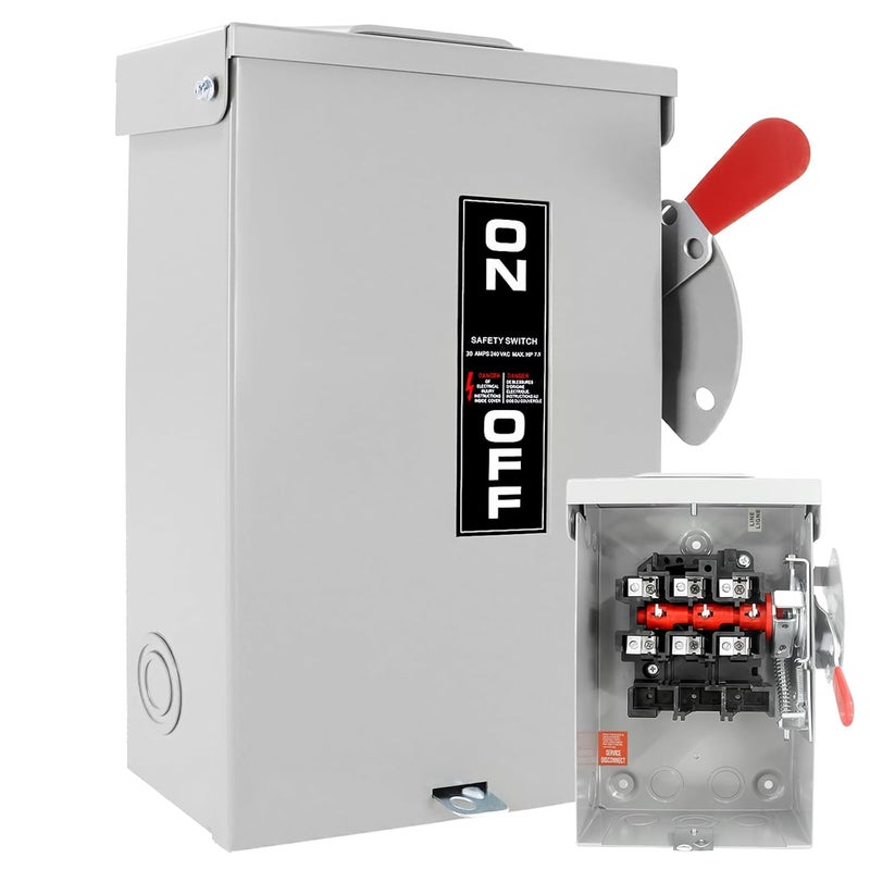Sukubiui 30 Amp Disconnect Switch Box, 3 Pole 120V/240V Safety Switch, Non-Fusible NEMA 3R Rated, Heavy Duty Steel, for Indoor/Outdoor Use - Image 1